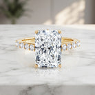 3 Carat Radiant Cut Lab Grown Diamond Hidden Halo Engagement Ring with IGI Certificate Lab - ( E-VS1 ) - Rosec Jewels
