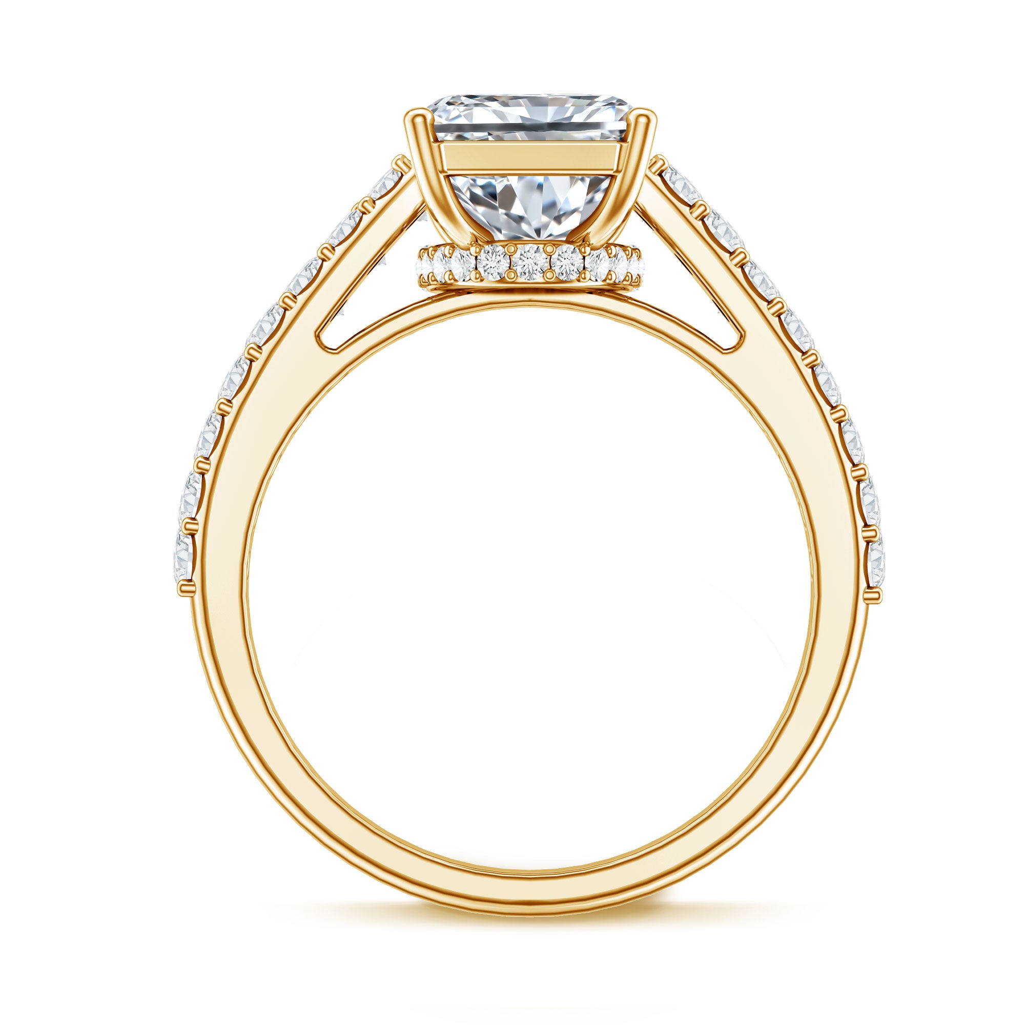Rosec Jewels-IGI Certified Radiant Cut 4 Carat Lab Grown Diamond Solitaire Engagement Ring with Hidden Halo