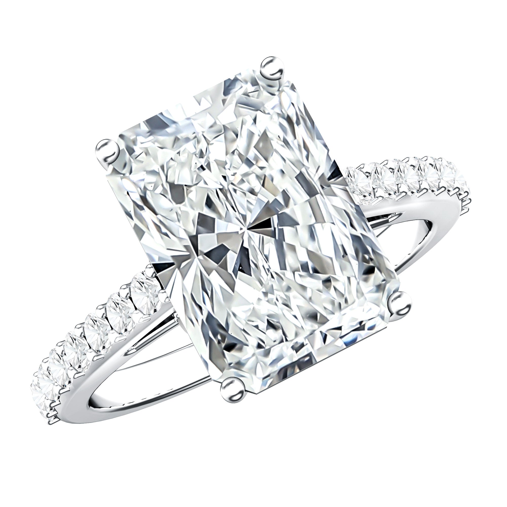 Rosec Jewels-IGI Certified 5 Carat Lab Grown Diamond Solitaire Radiant Cut Engagement Ring