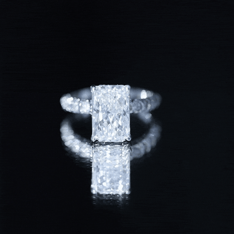 4 Carat Radiant Cut Lab Grown Diamond Side Stone Engagement Ring IGI Certified Lab - ( E-VS1 ) - Rosec Jewels