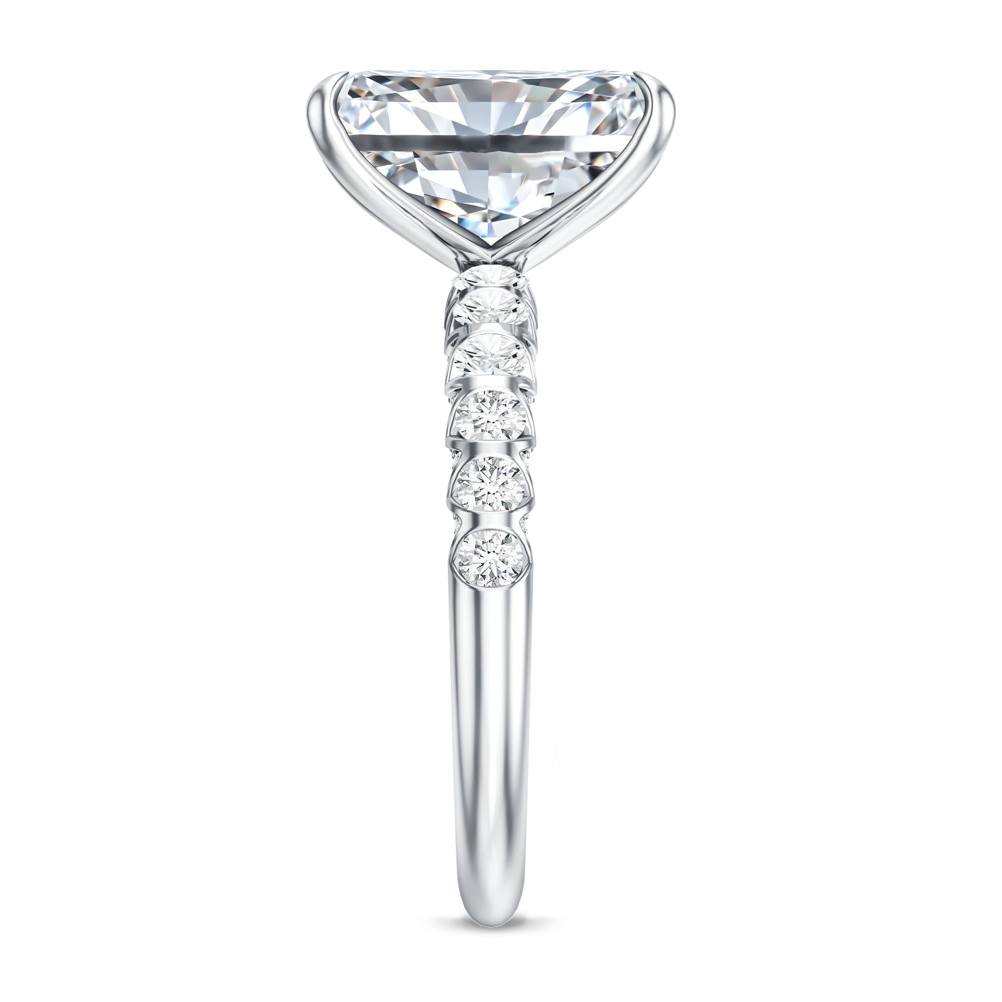 Rosec Jewels-4 Carat Radiant Cut Lab Grown Diamond Side Stone Engagement Ring IGI Certified