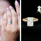 4 Carat Radiant Cut Lab Grown Diamond Side Stone Engagement Ring IGI Certified Lab - ( E-VS1 ) - Rosec Jewels