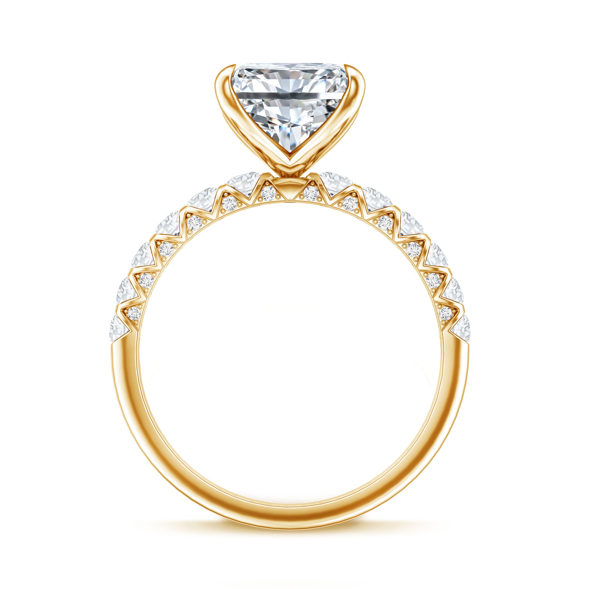 Rosec Jewels-4 Carat Radiant Cut Lab Grown Diamond Side Stone Engagement Ring IGI Certified