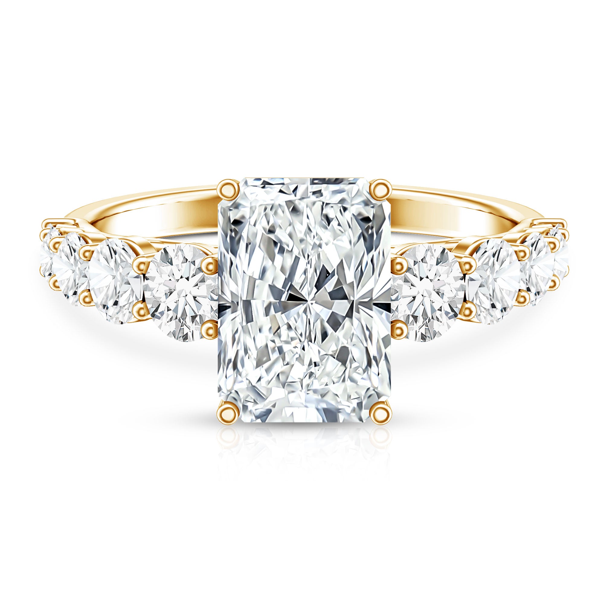 IGI Certified 3 Carat Radiant Cut Lab Grown Diamond Side Stone Engagement Ring Lab - ( E-VS1 ) - Rosec Jewels