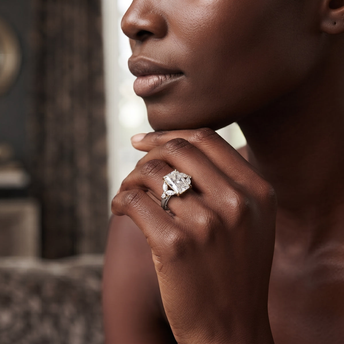 Lab Grown Diamond 3 Carat Radiant Cut Engagement Ring with IGI Certificate Lab - ( E-VS1 ) - Rosec Jewels
