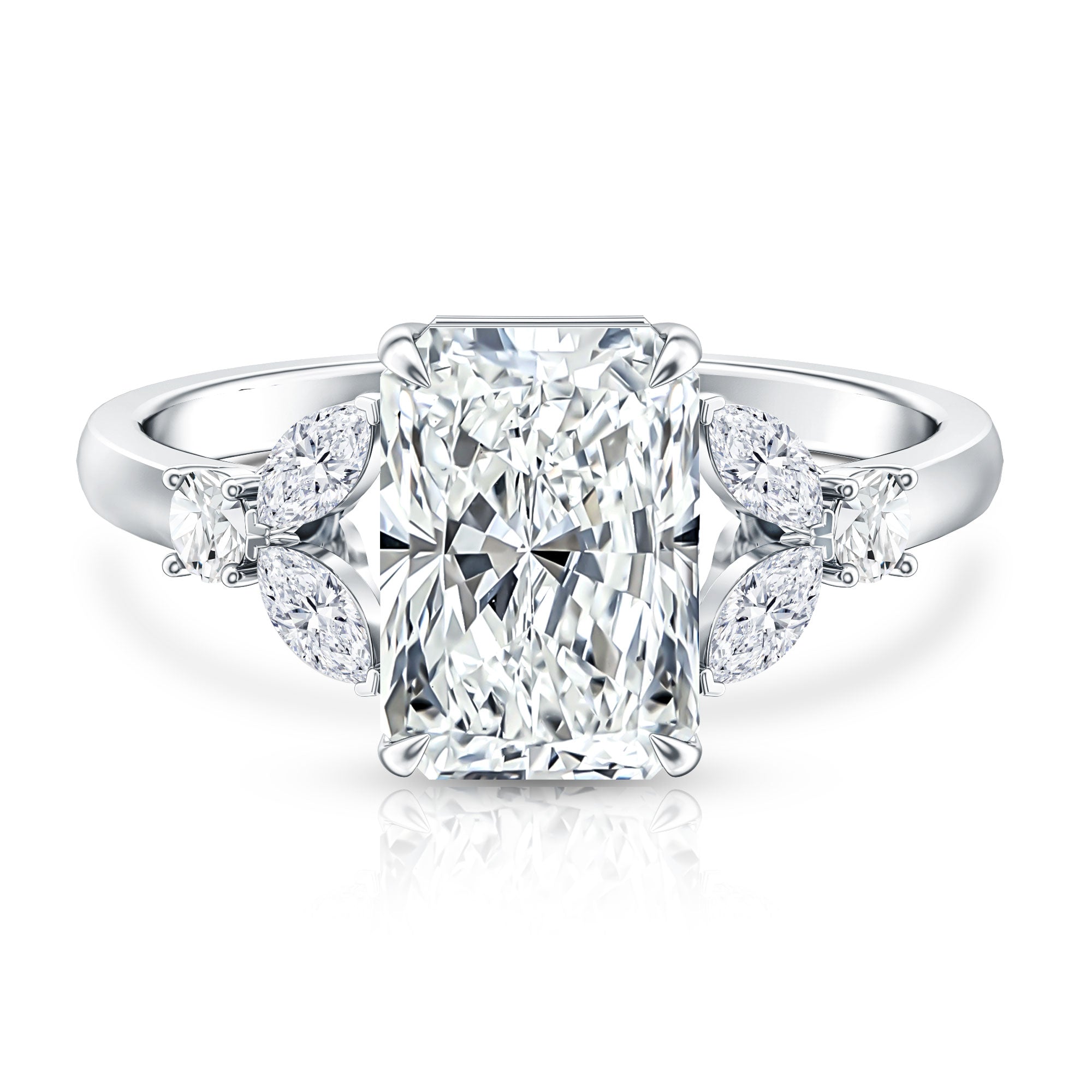 Rosec Jewels-Lab Grown Diamond 3 Carat Radiant Cut Engagement Ring with IGI Certificate