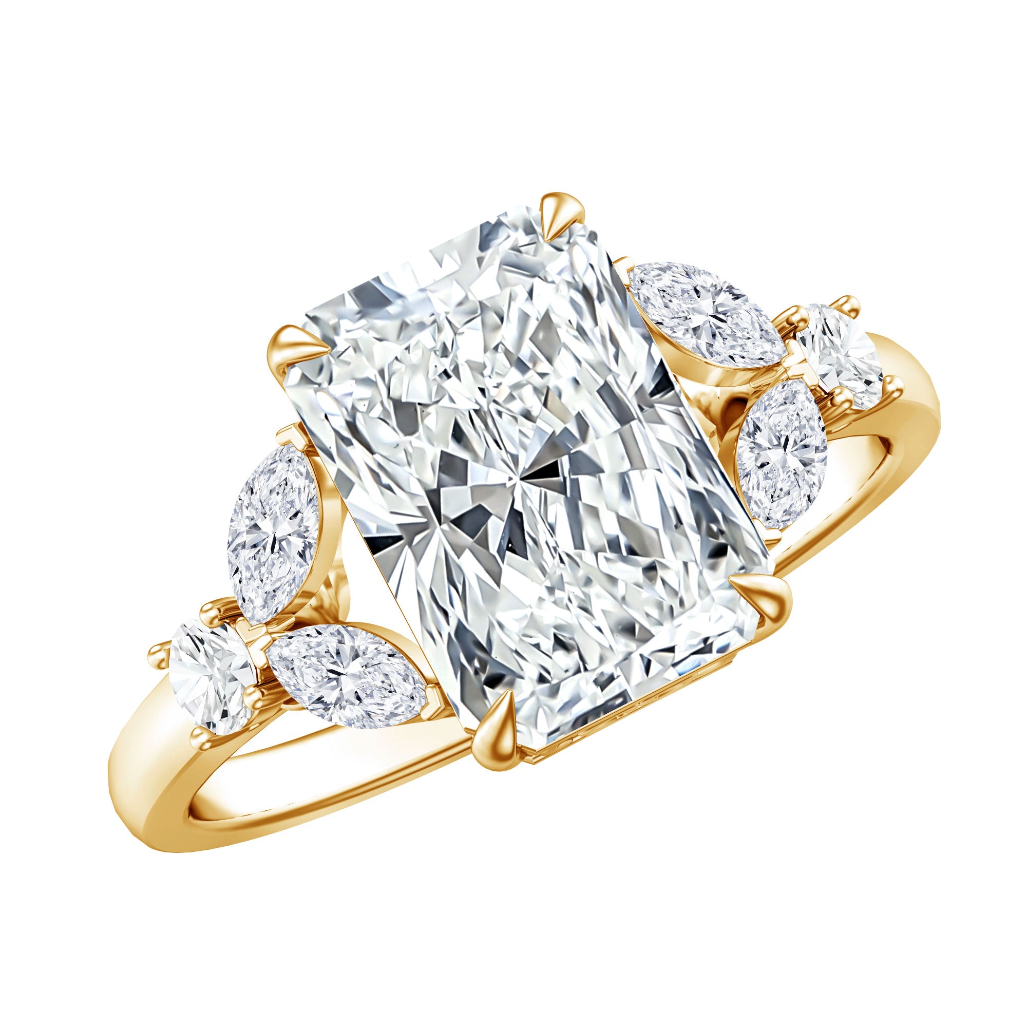 Rosec Jewels-Lab Grown Diamond 3 Carat Radiant Cut Engagement Ring with IGI Certificate