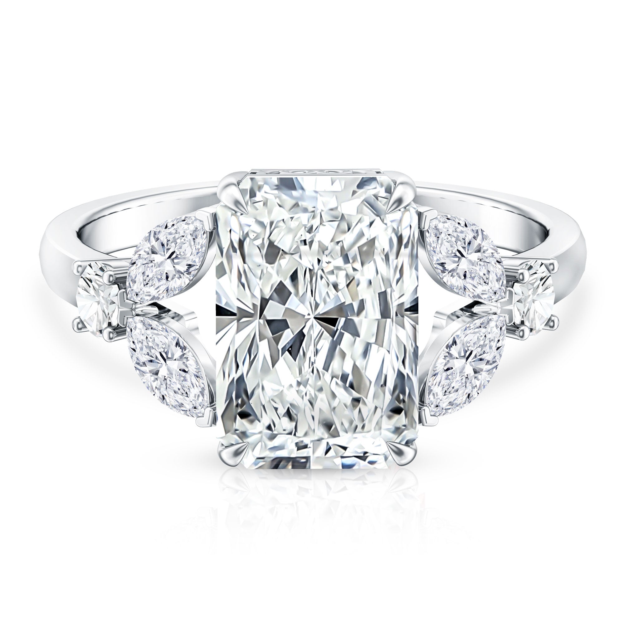 Rosec Jewels-4 Carat Radiant Cut Lab Grown Diamond Split Shank Engagement Ring IGI Certified