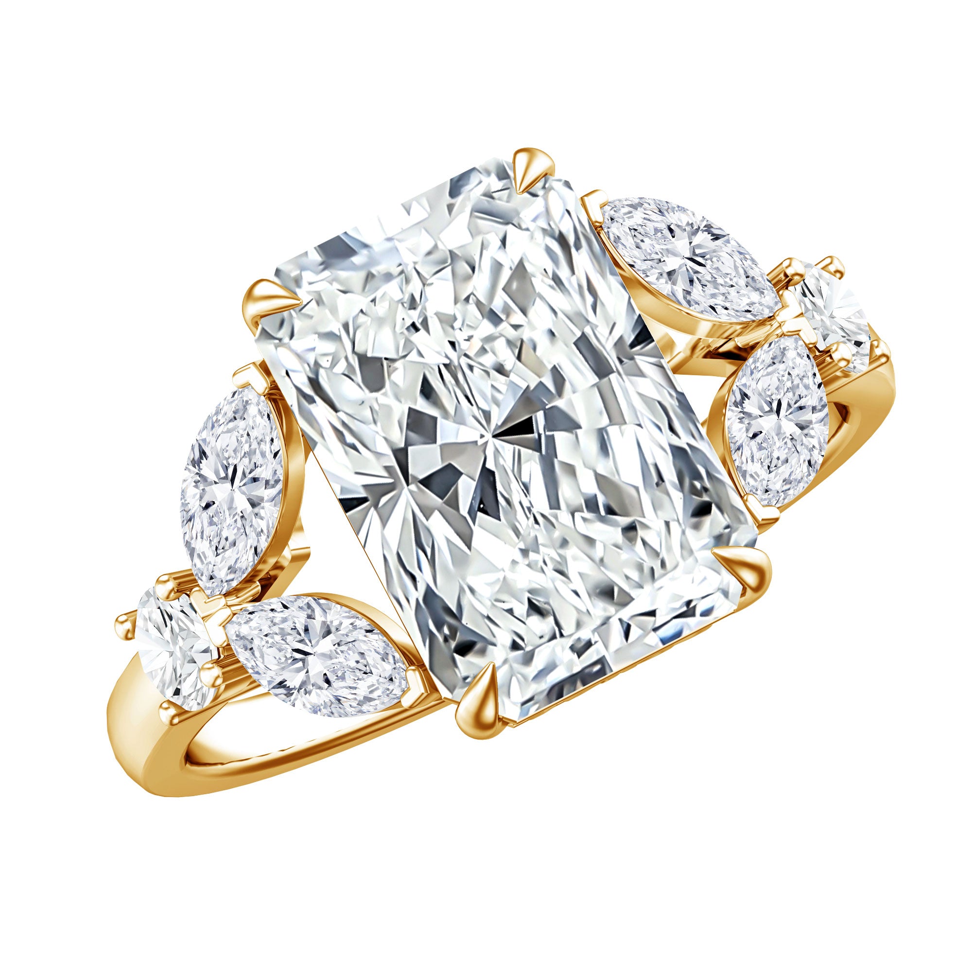 Rosec Jewels-4 Carat Radiant Cut Lab Grown Diamond Split Shank Engagement Ring IGI Certified