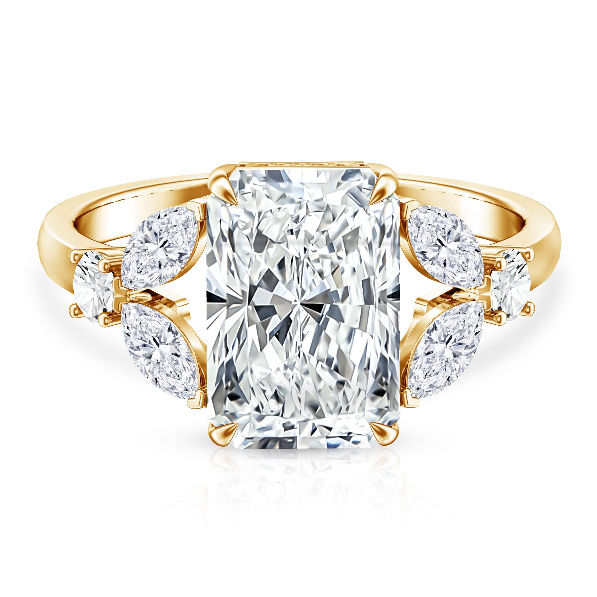 Rosec Jewels-4 Carat Radiant Cut Lab Grown Diamond Split Shank Engagement Ring IGI Certified