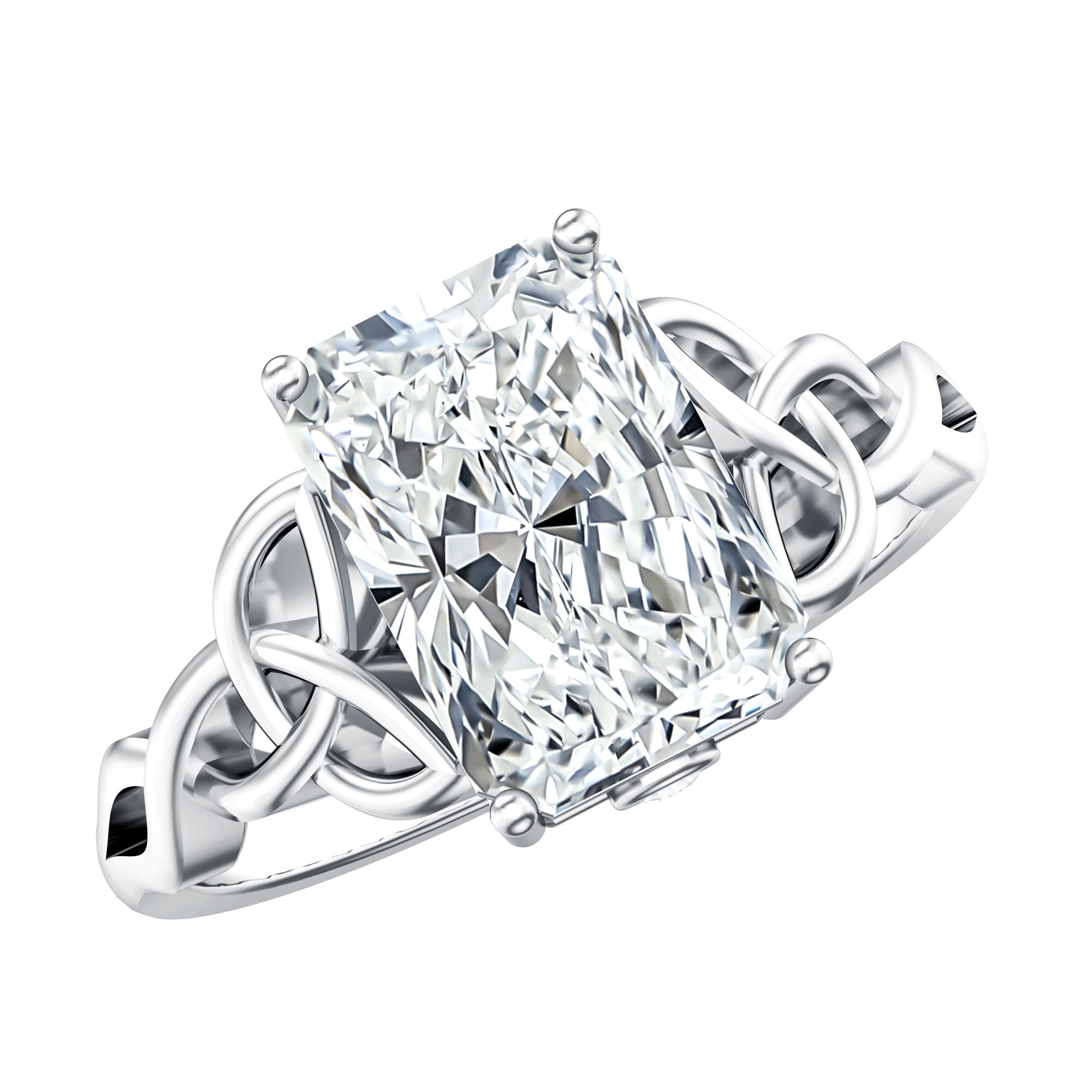 Rosec Jewels-IGI Certified 3 Carat Radiant Cut Lab Diamond Knot Engagement Ring
