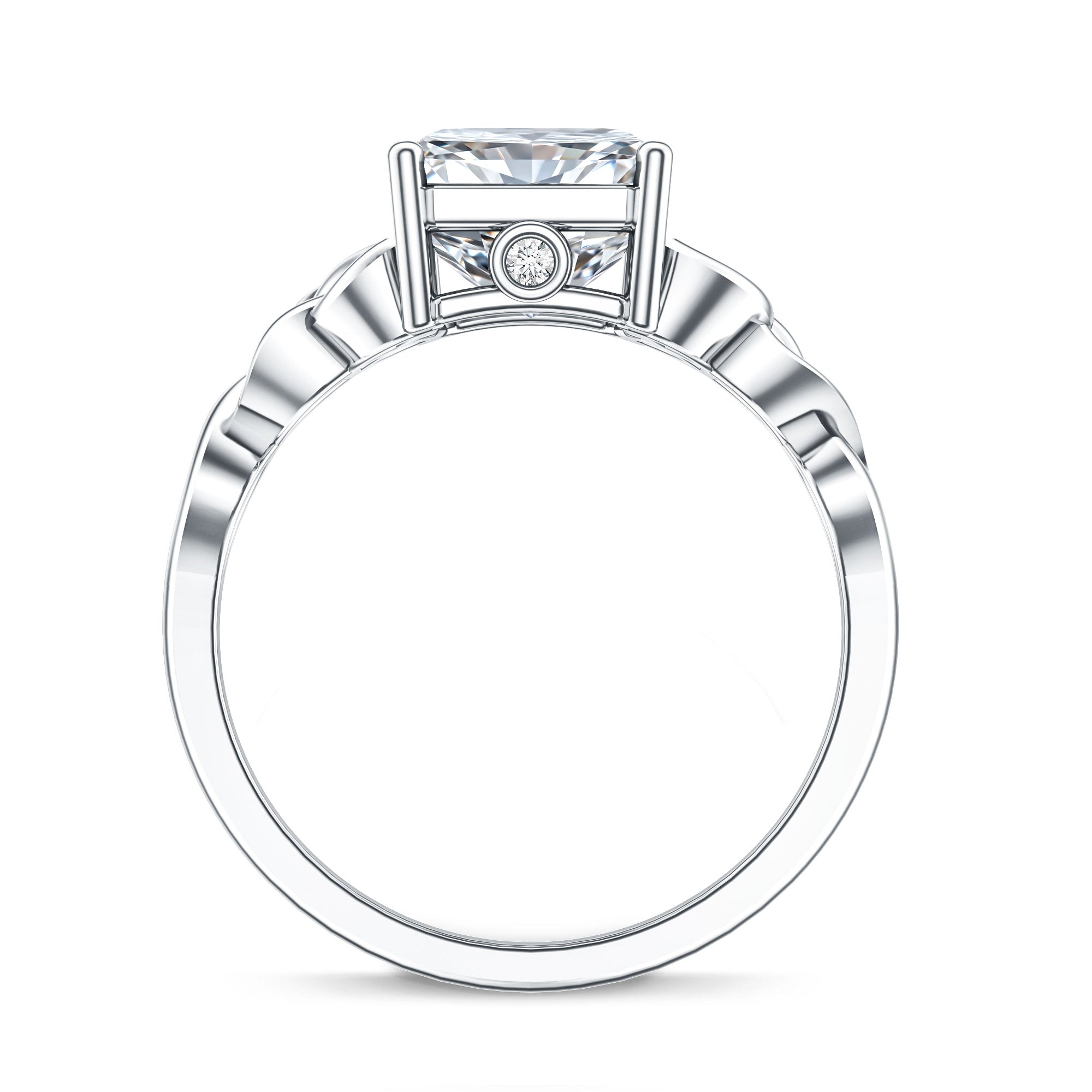 Rosec Jewels-Radiant Cut 4 Carat Lab Diamond Celtic Knot Engagement Ring with IGI Certificate