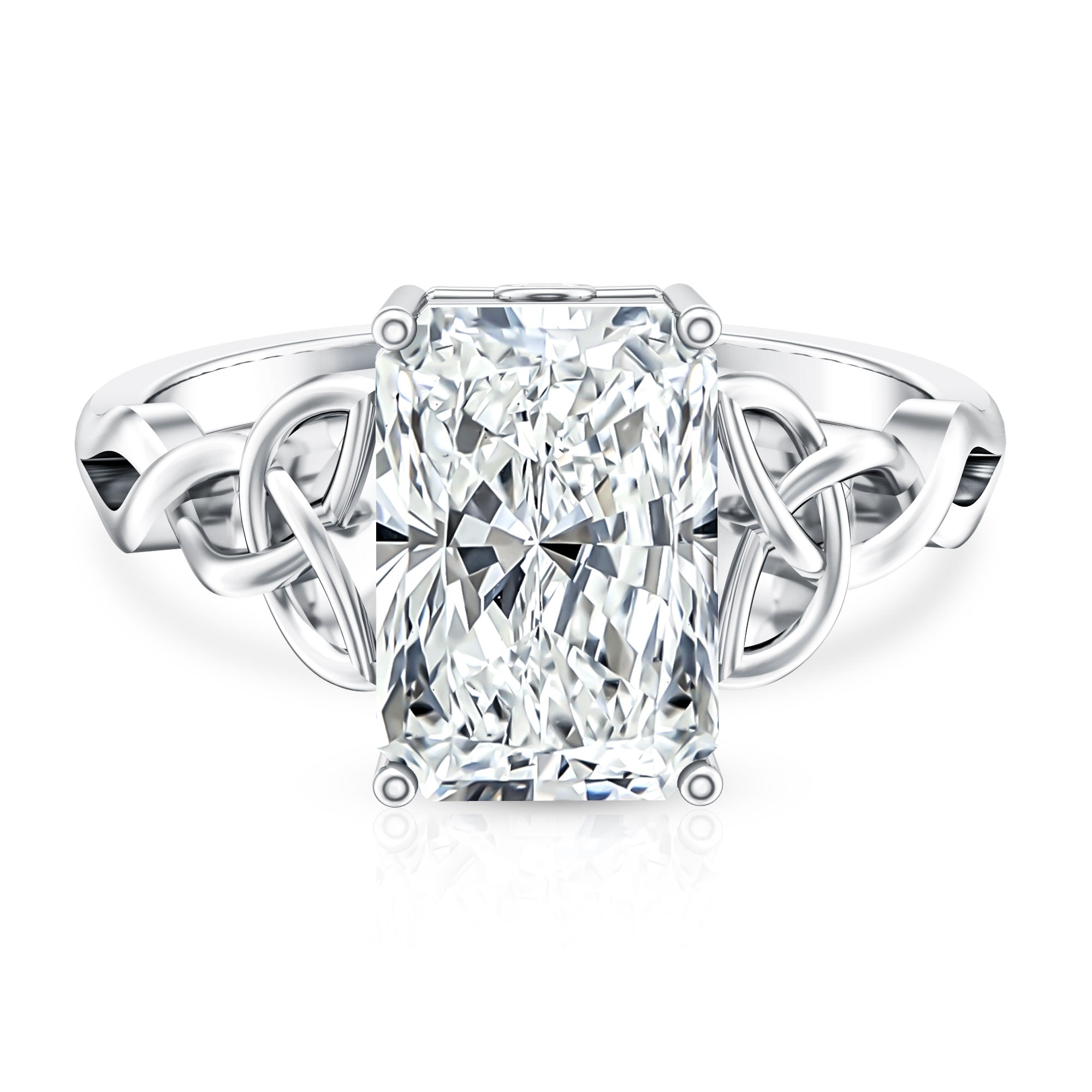 Rosec Jewels-Radiant Cut 4 Carat Lab Diamond Celtic Knot Engagement Ring with IGI Certificate