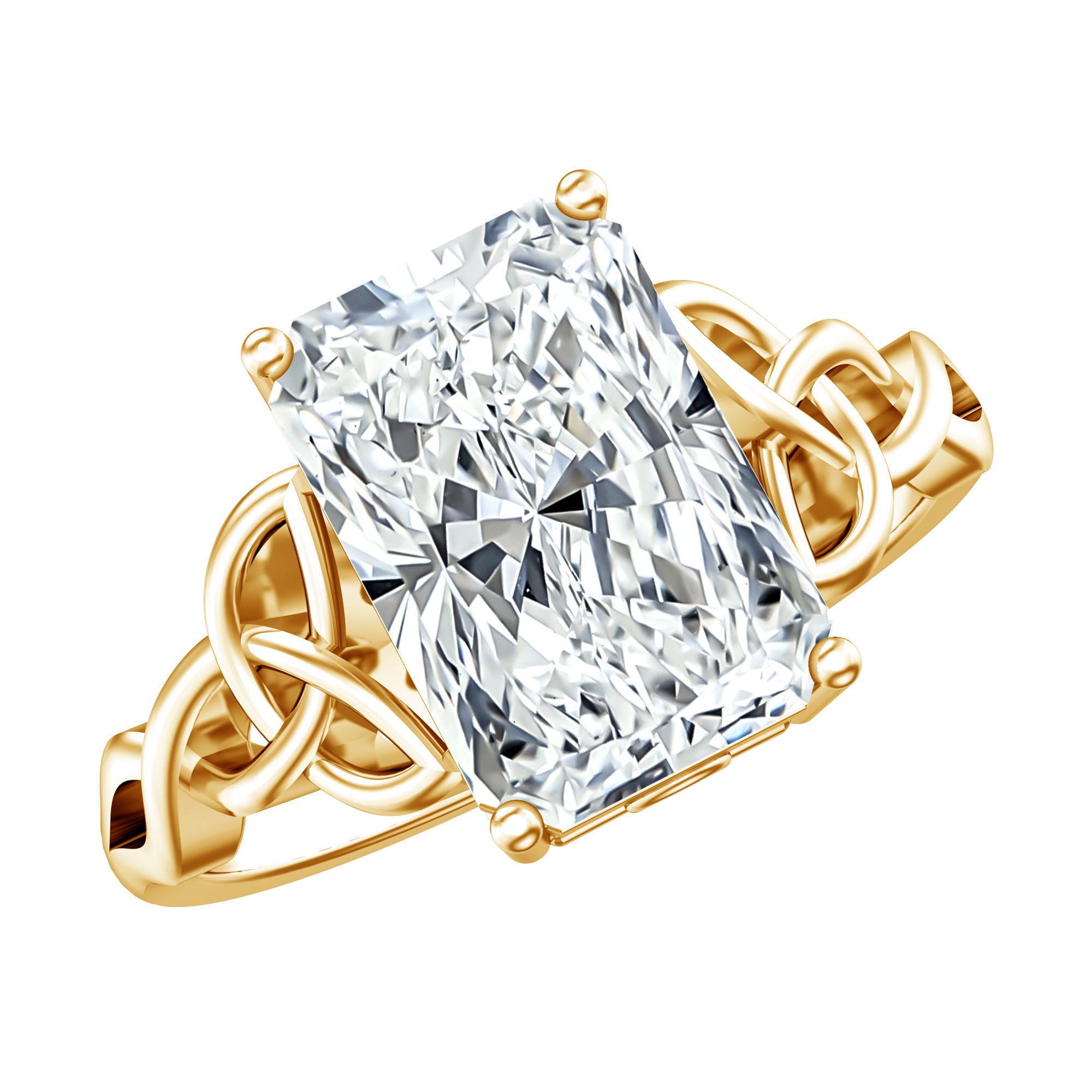 Rosec Jewels-Radiant Cut 4 Carat Lab Diamond Celtic Knot Engagement Ring with IGI Certificate