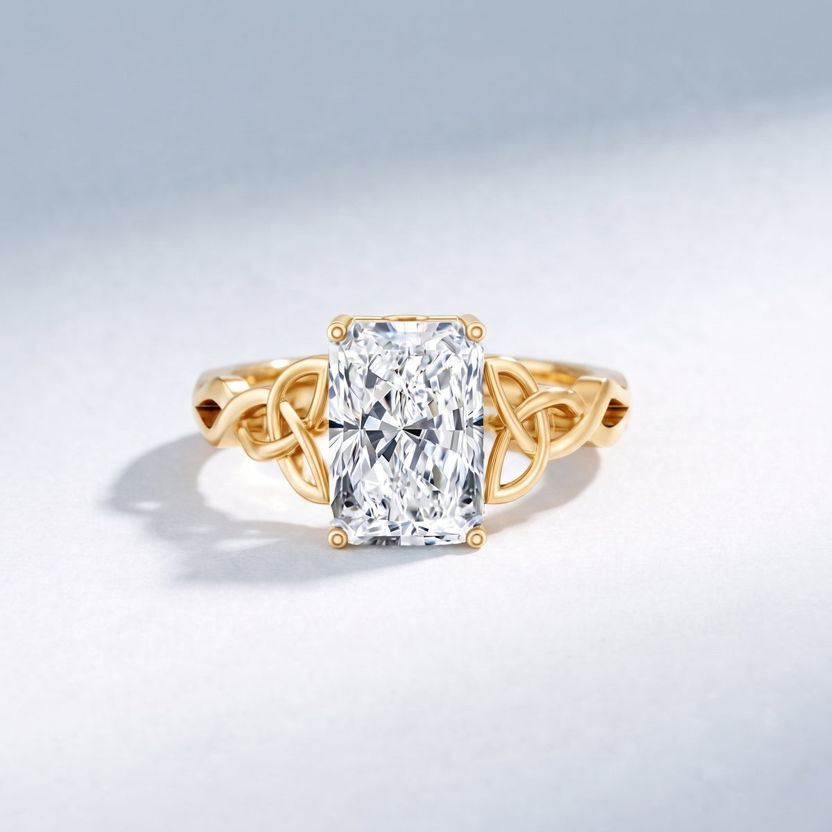 Radiant Cut 4 Carat Lab Diamond Celtic Knot Engagement Ring with IGI Certificate Lab - ( E-VS1 ) - Rosec Jewels