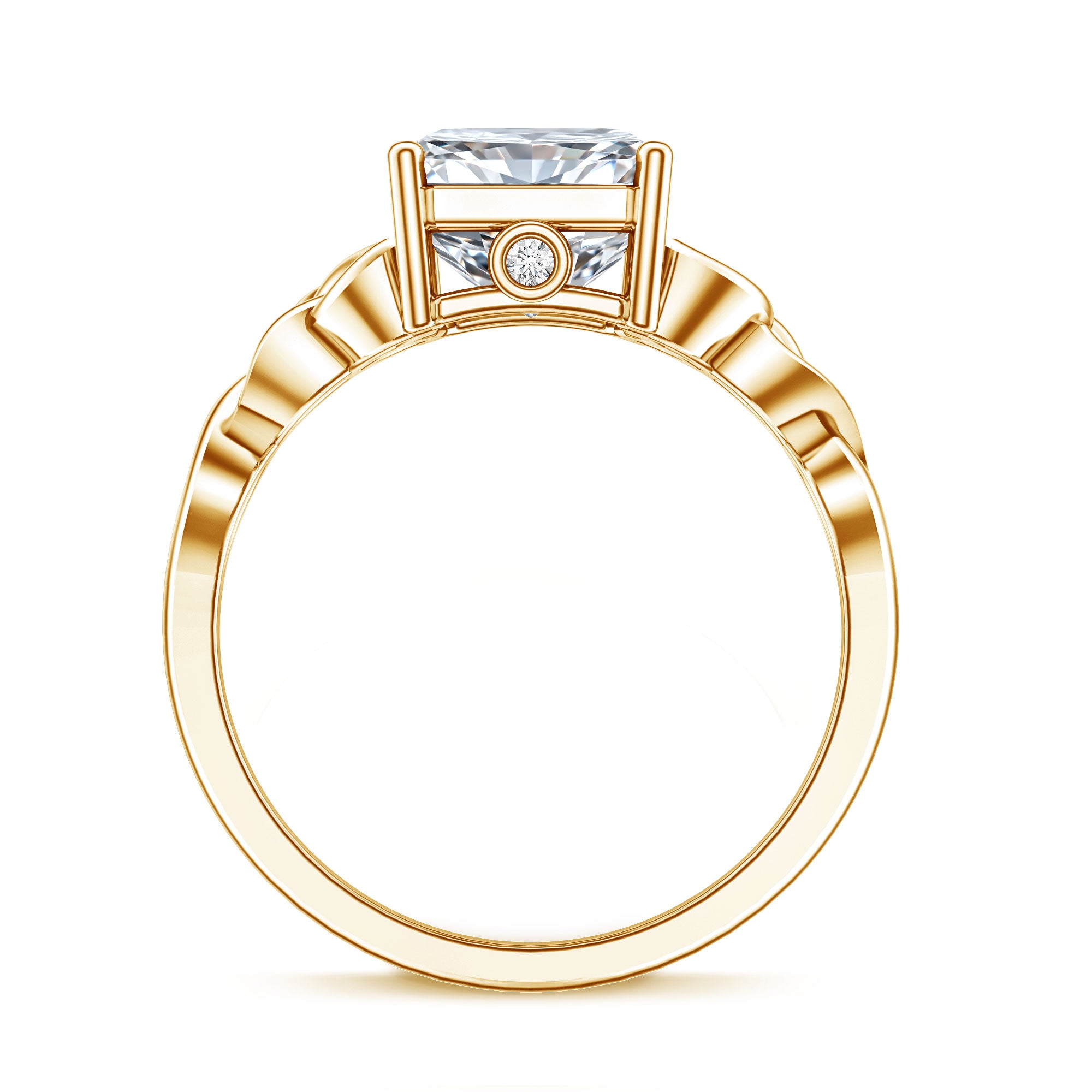 Rosec Jewels-Radiant Cut 4 Carat Lab Diamond Celtic Knot Engagement Ring with IGI Certificate