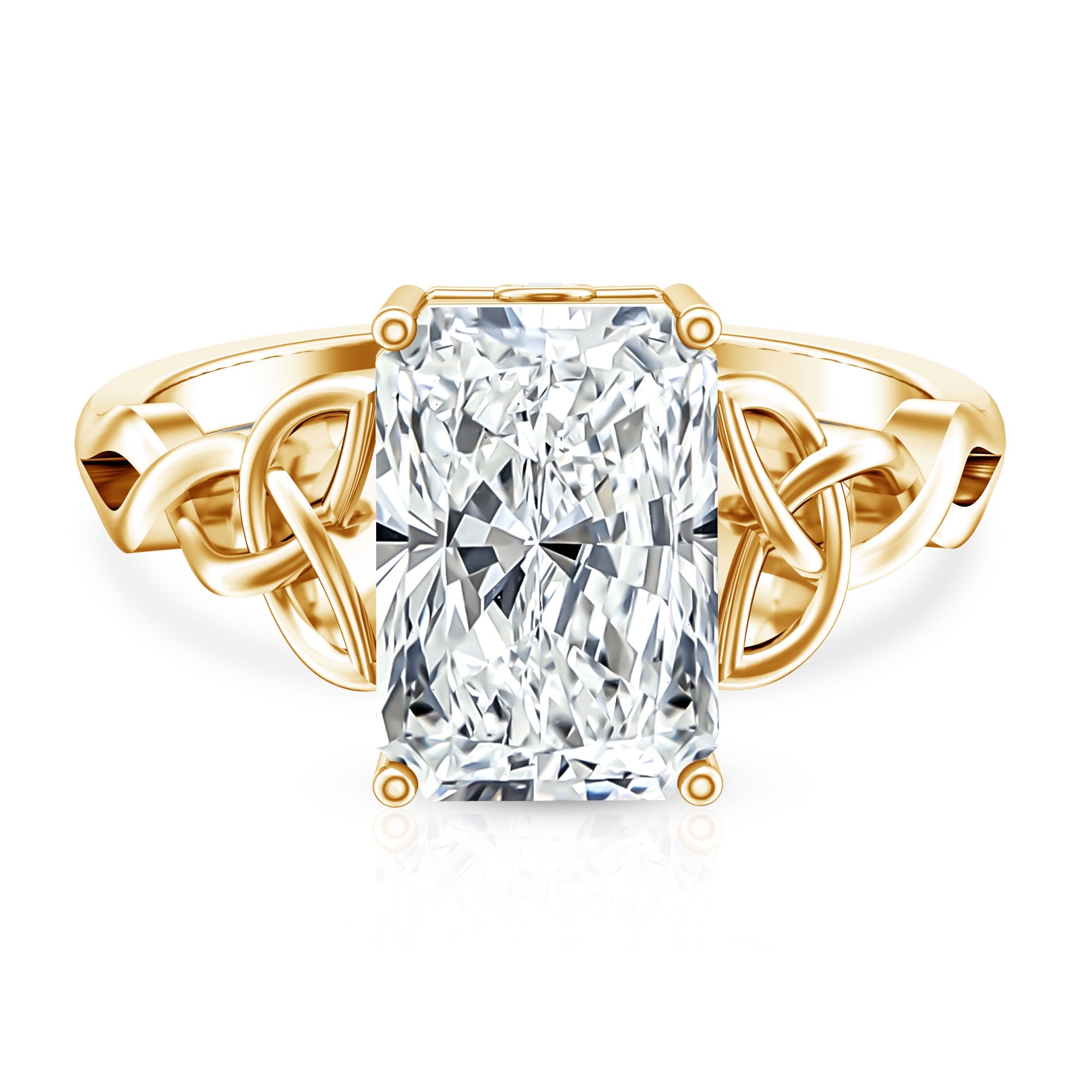 Rosec Jewels-Radiant Cut 4 Carat Lab Diamond Celtic Knot Engagement Ring with IGI Certificate