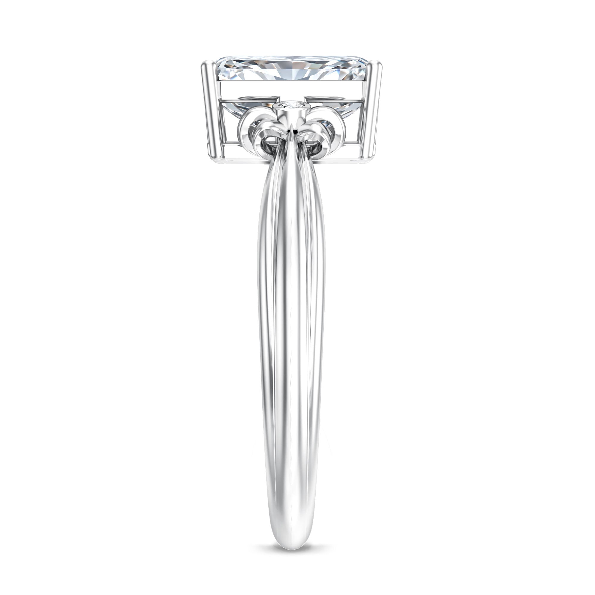 Rosec Jewels-IGI Certified 2 Carat Lab Grown Diamond Radiant Cut Engagement Ring with Bow