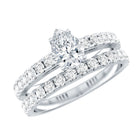 1 Carat Pear Shaped Lab Grown Diamond Wedding Ring Set with IGI Certificate Lab - ( E-VS1 ) - Rosec Jewels