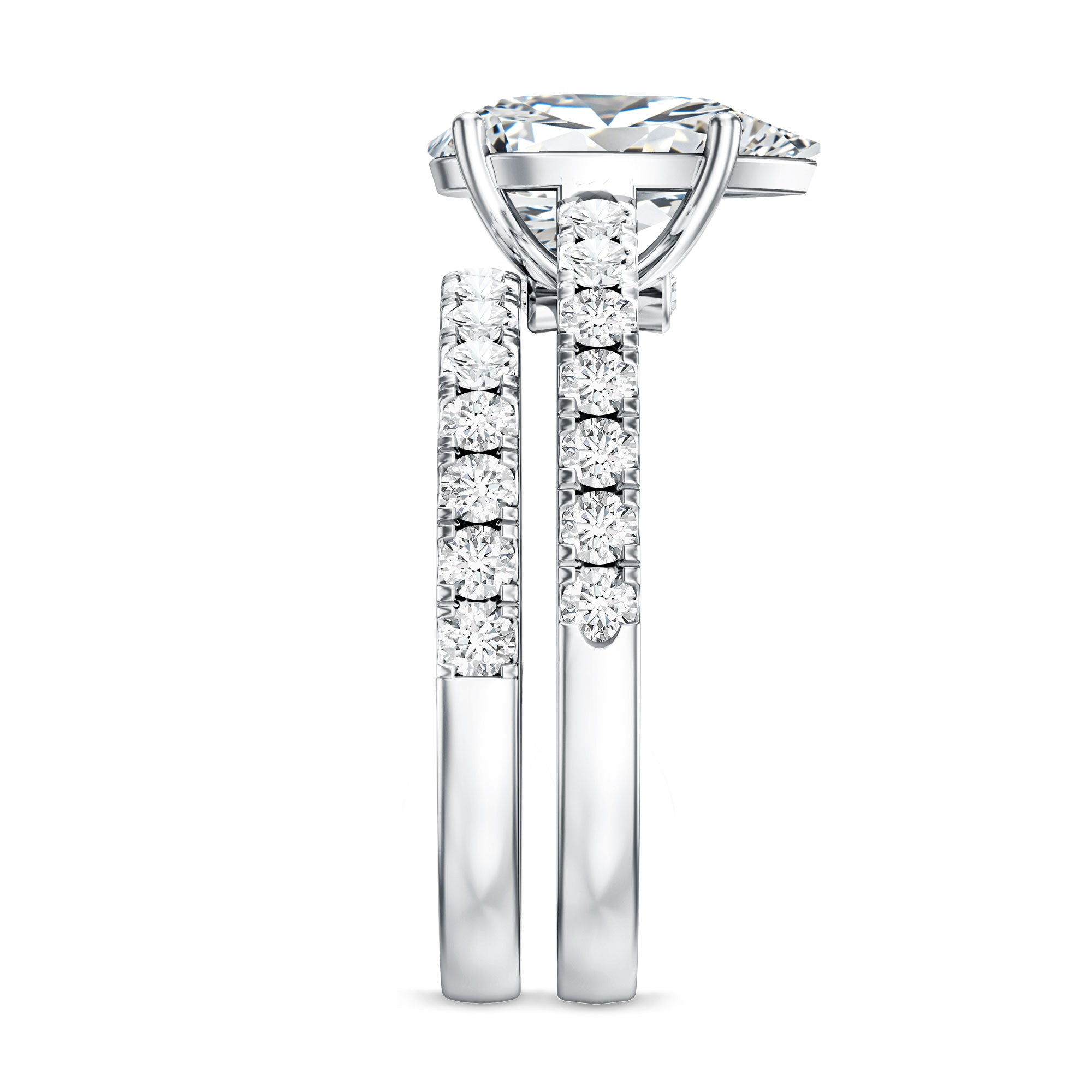 Rosec Jewels-IGI Certified Lab Grown 2 Carat Diamond Pear Shaped Engagement Ring with Wedding Band