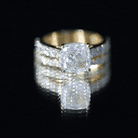 IGI Certified 3 Carat Lab Grown Diamond Cushion Cut Engagement Ring with Wedding Band Lab - ( E-VS1 ) - Rosec Jewels