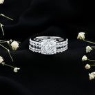 IGI Certified 3 Carat Lab Grown Diamond Cushion Cut Engagement Ring with Wedding Band Lab - ( E-VS1 ) - Rosec Jewels