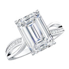 Rosec Jewels-IGI Certified 4 Carat Lab Grown Diamond Emerald Cut Engagement Ring with Crossover Shank