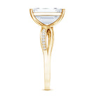Rosec Jewels-IGI Certified 4 Carat Lab Grown Diamond Emerald Cut Engagement Ring with Crossover Shank