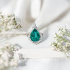Rosec Jewels-Vintage Inspired 2.5 Carat Lab Grown Emerald and Diamond Statement Engagement Ring
