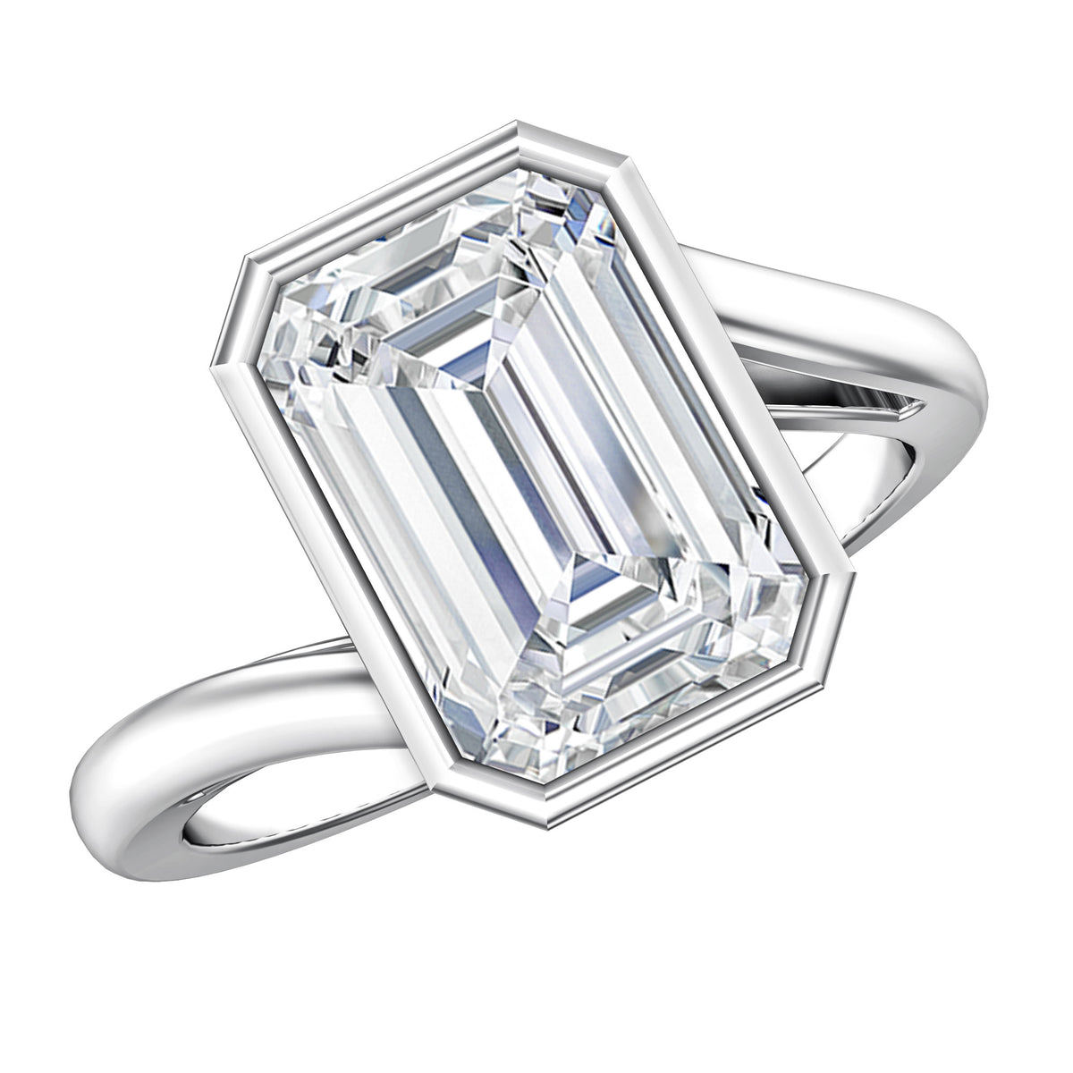 Rosec Jewels-IGI Verified 4 Carat Emerald Cut Lab Grown Diamond Bypass Engagement Ring