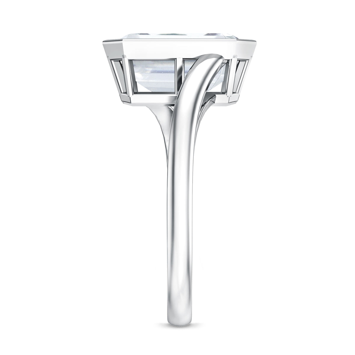 Rosec Jewels-IGI Verified 4 Carat Emerald Cut Lab Grown Diamond Bypass Engagement Ring