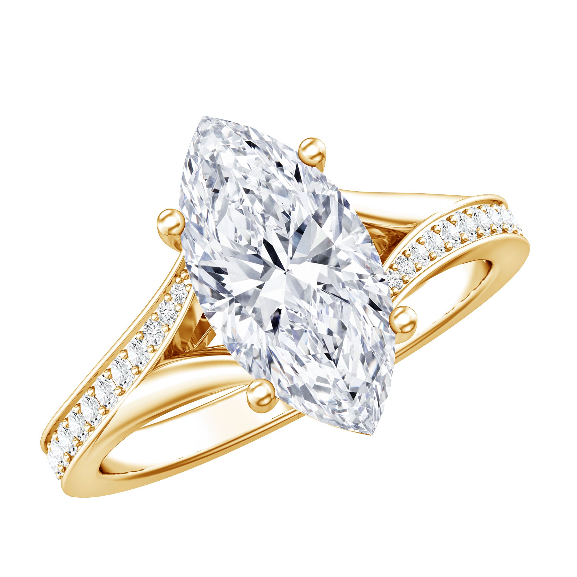Rosec Jewels-2 Carat IGI Certified Lab Grown Diamond Marquise Engagement Ring with Split Shank