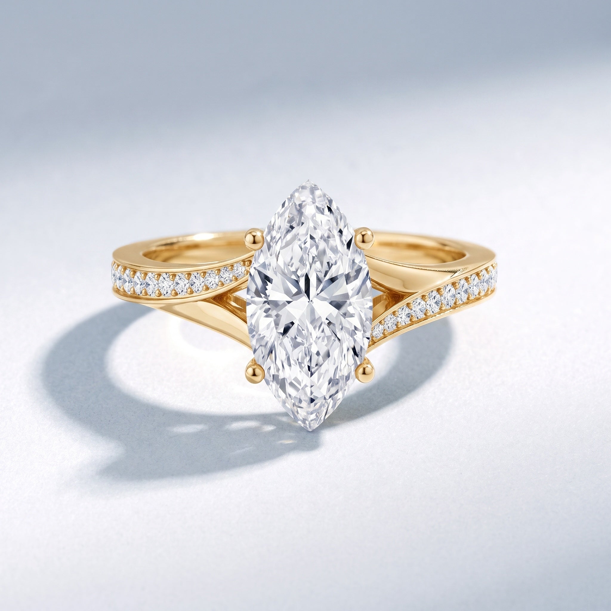 2 Carat IGI Certified Lab Grown Diamond Marquise Engagement Ring with Split Shank Lab - ( E-VS1 ) - Rosec Jewels
