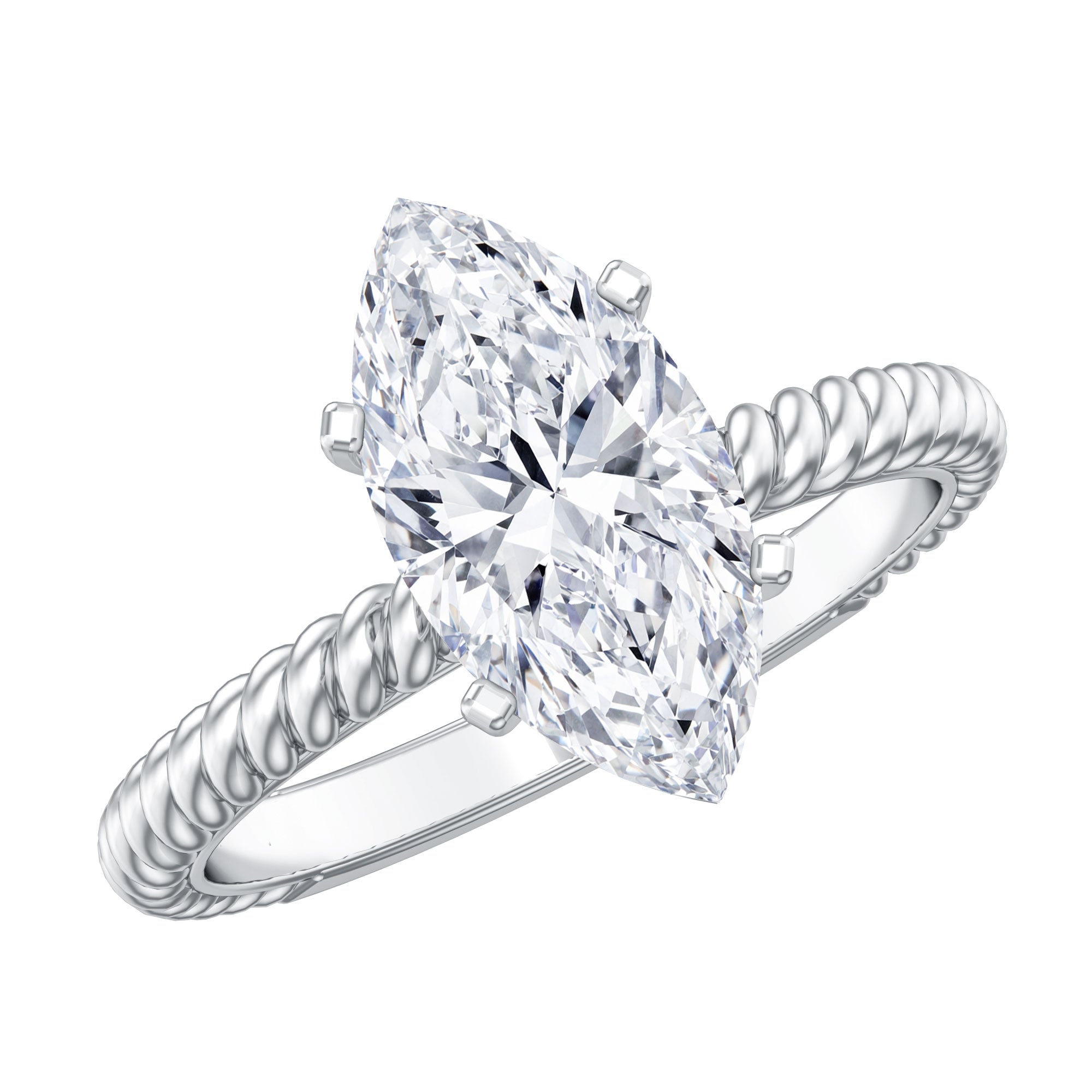 Rosec Jewels-Marquise Cut 2 Carat Lab Grown Diamond Solitaire Engagement Ring IGI Certified