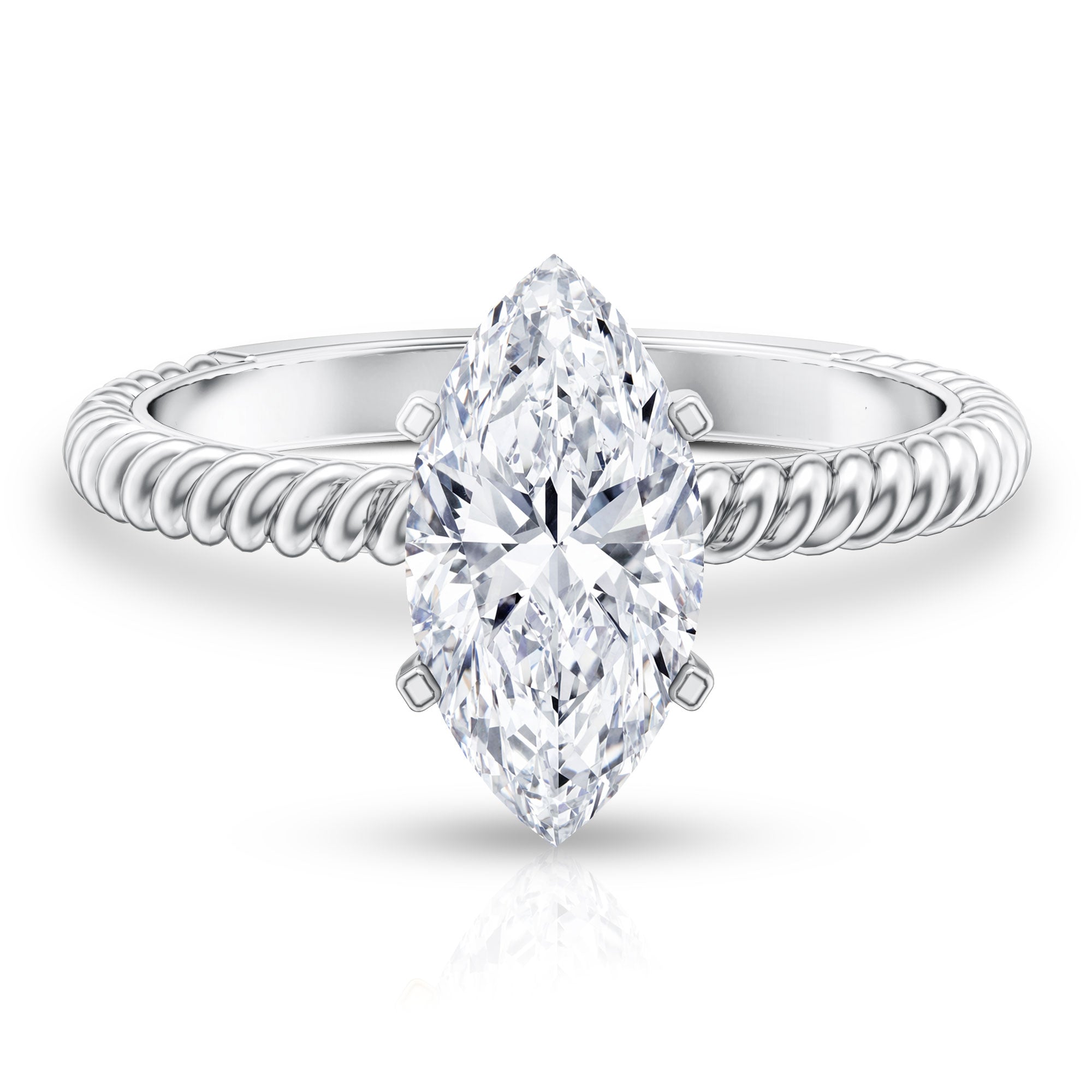 Rosec Jewels-Marquise Cut 2 Carat Lab Grown Diamond Solitaire Engagement Ring IGI Certified