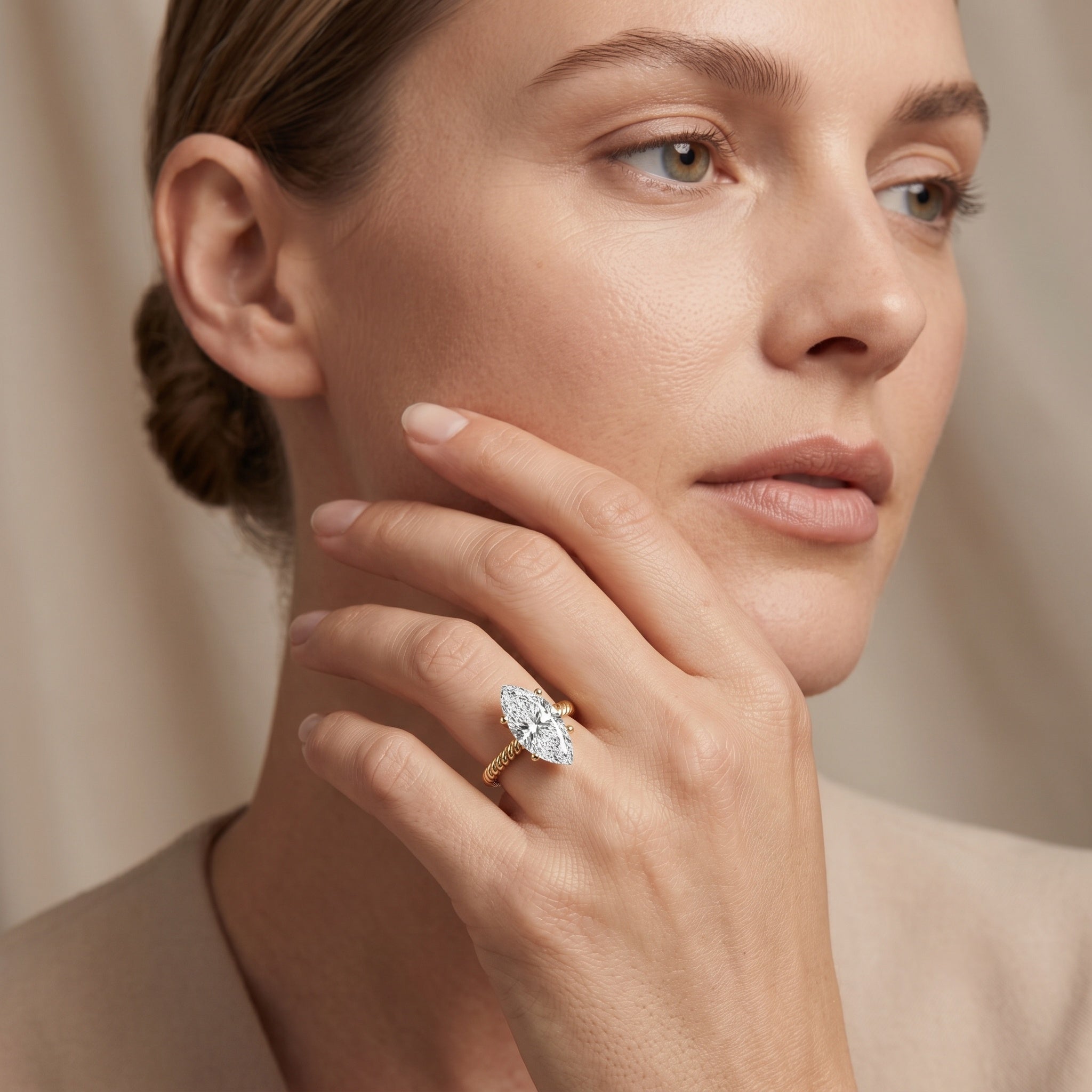 Marquise Cut 2 Carat Lab Grown Diamond Solitaire Engagement Ring IGI Certified Lab - ( E-VS1 ) - Rosec Jewels