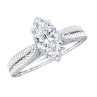 IGI Certified Vintage Looking Engraved Engagement Ring with 1 Carat Marquise Lab Diamond Lab - ( E-VS1 ) - Rosec Jewels