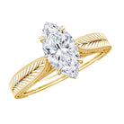 IGI Certified Vintage Looking Engraved Engagement Ring with 1 Carat Marquise Lab Diamond Lab - ( E-VS1 ) - Rosec Jewels