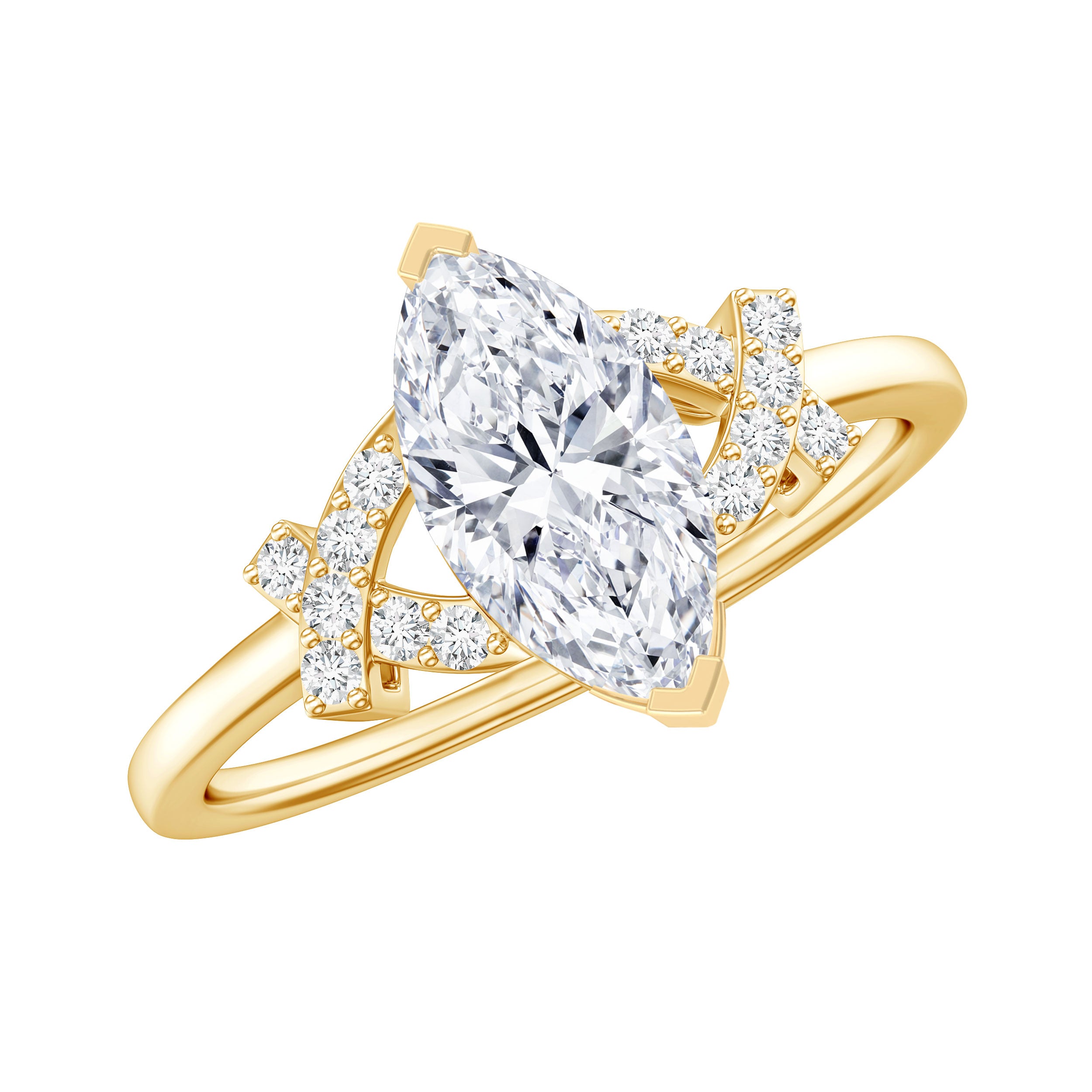 Rosec Jewels-IGI Certified 1 Carat Lab Grown Diamond Marquise Engagement Ring with Split Shank