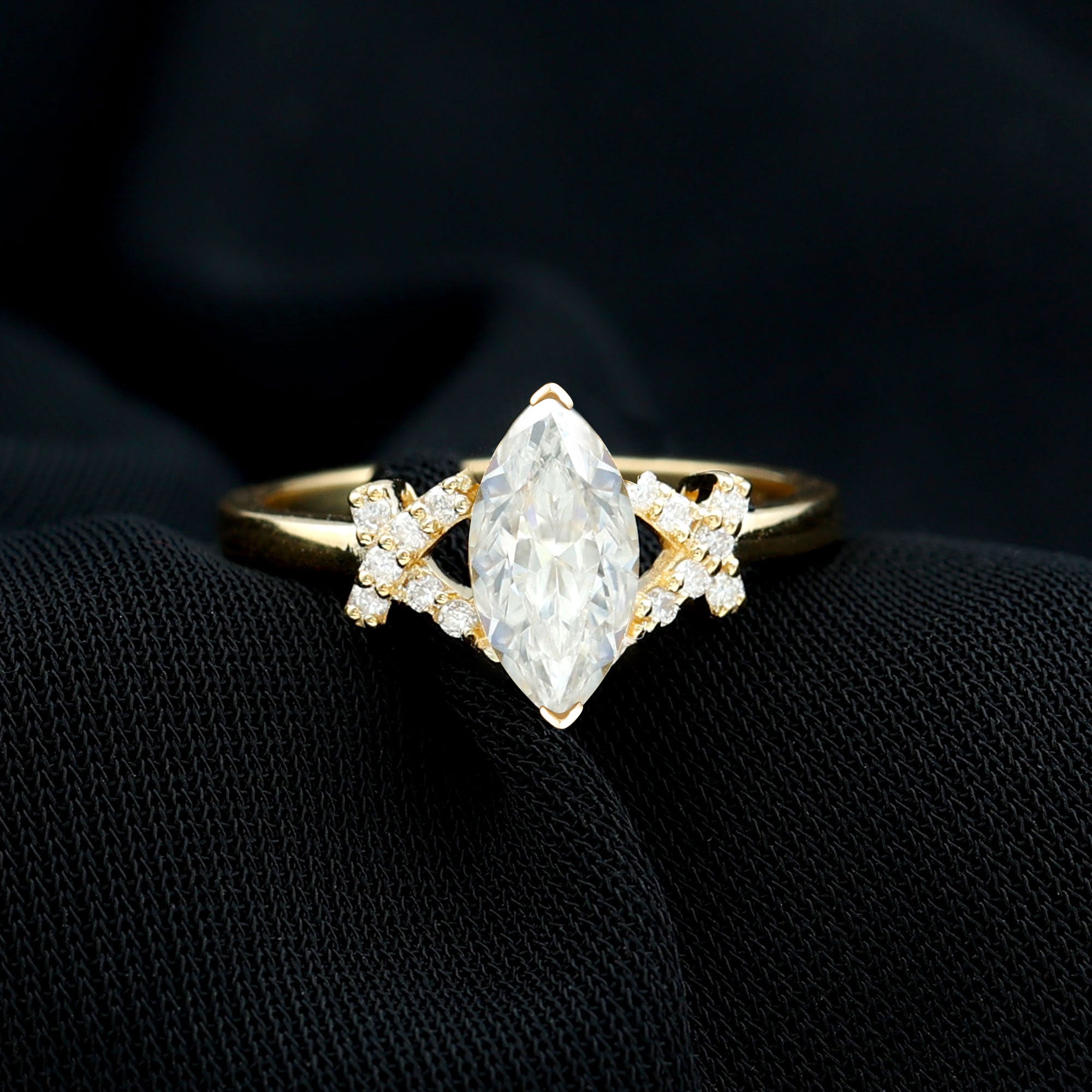 Rosec Jewels-IGI Certified 1 Carat Lab Grown Diamond Marquise Engagement Ring with Split Shank