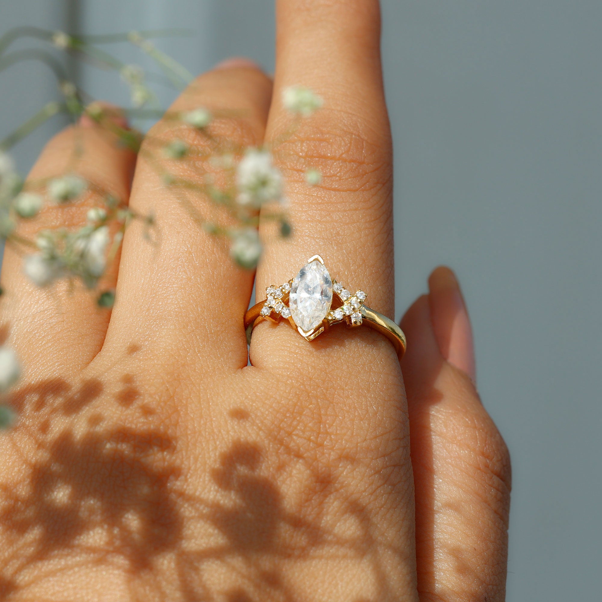 Rosec Jewels-IGI Certified 1 Carat Lab Grown Diamond Marquise Engagement Ring with Split Shank