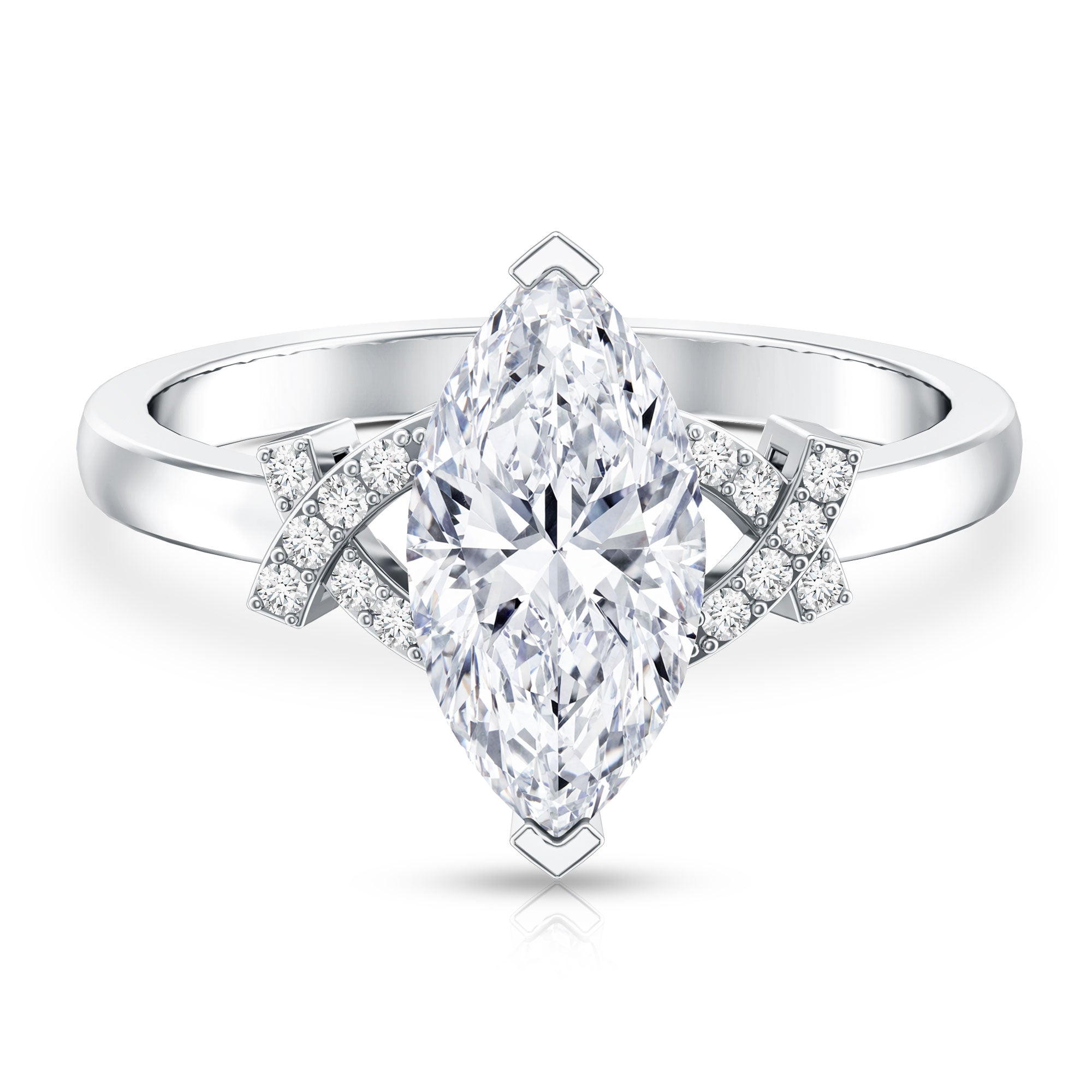 Marquise Cut IGI Certified Lab Grown Diamond Statement Engagement Ring 2 Carat Lab - ( E-VS1 ) - Rosec Jewels