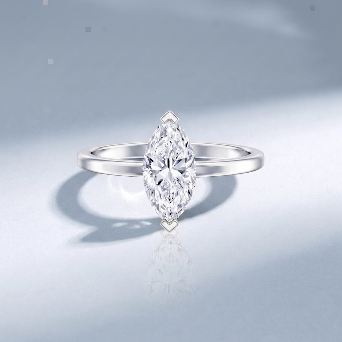 Classic Marquise Cut Lab Grown Diamond 1 Carat Engagement Ring with IGI Certificate Lab - ( E-VS1 ) - Rosec Jewels