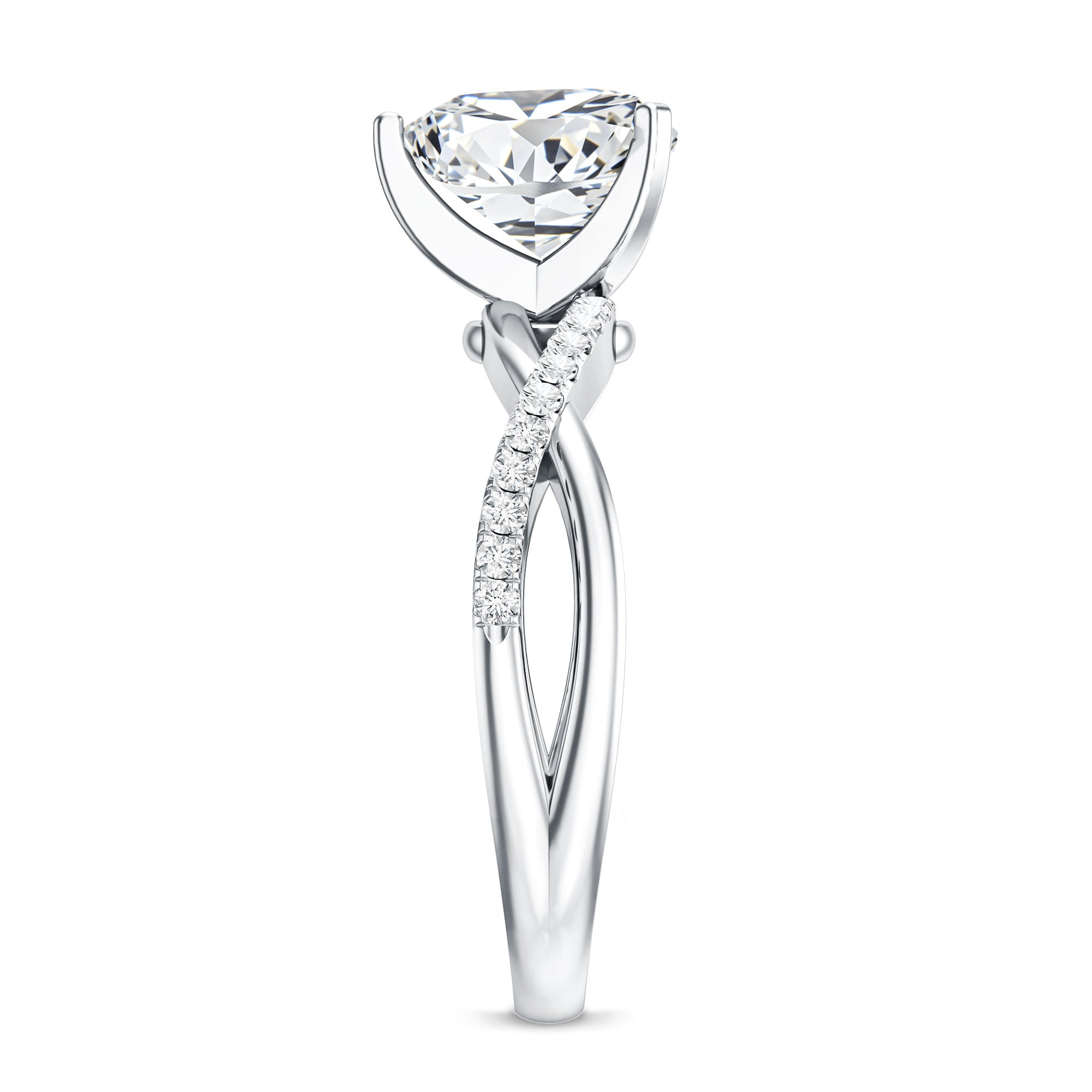 Rosec Jewels-2 Carat Heart Shaped Lab Grown Diamond Crossover Engagement Ring IGI Certified