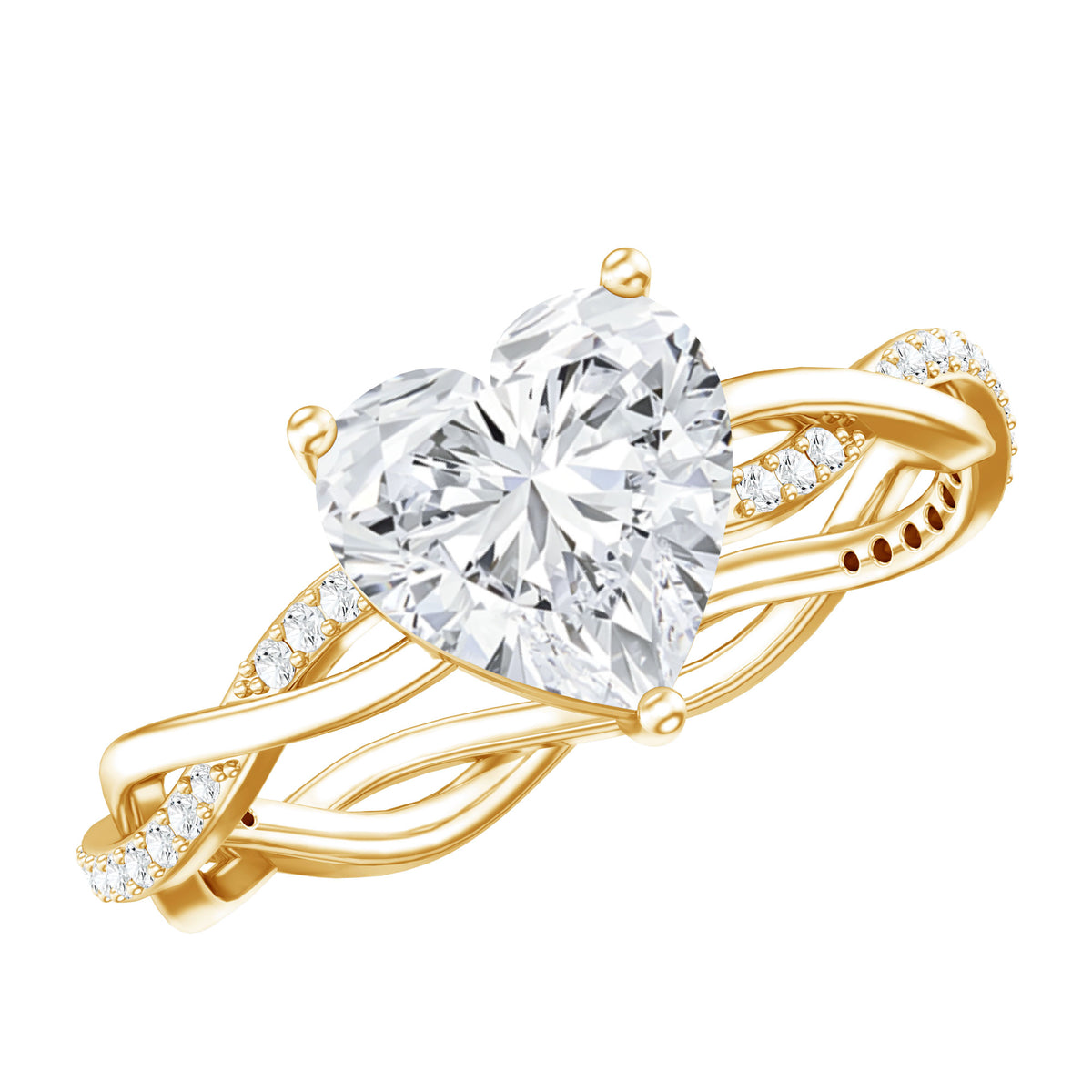 Rosec Jewels-IGI Verified 2 Carat Lab Grown Diamond Heart Engagement Ring with Braided Shank