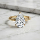 IGI Certified 3 Carat Lab Grown Diamond Pear Solitaire Engagement Ring Lab - ( E-VS1 ) - Rosec Jewels