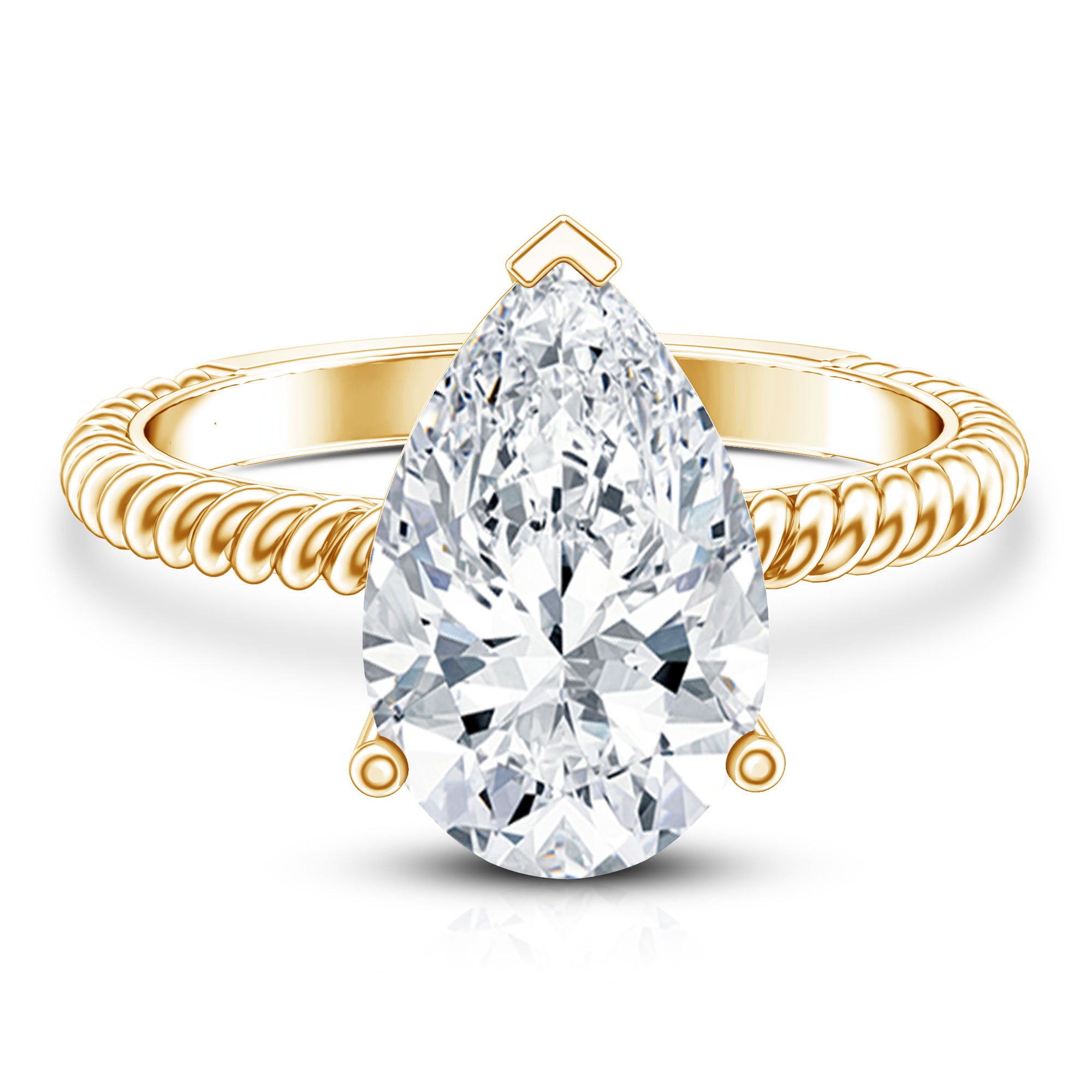 Rosec Jewels-4 Carat Solitaire Lab Created Diamond Teardrop Engagement Ring with IGI Certificate