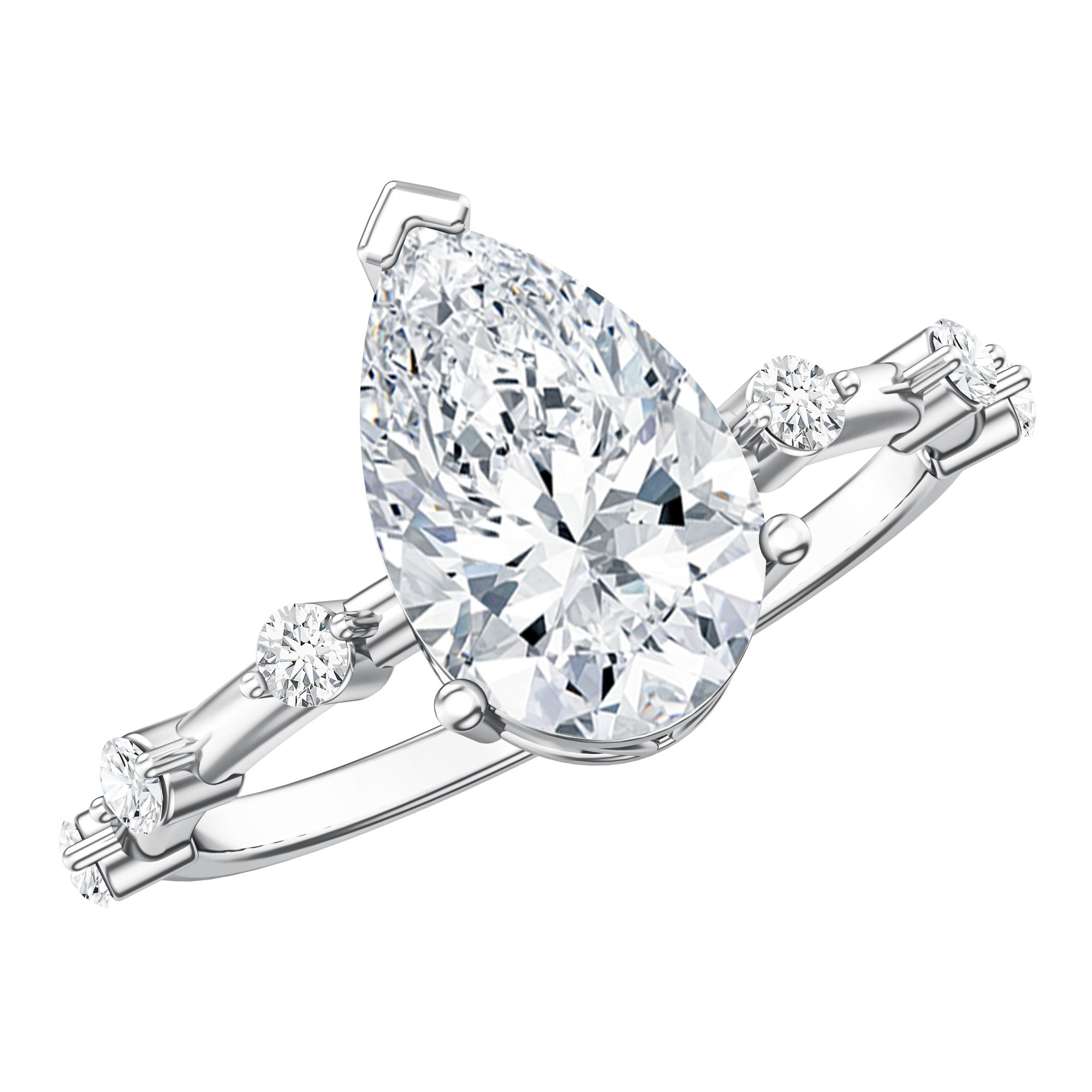 Rosec Jewels-IGI Certified Lab Grown 2 Carat Diamond Teardrop Engagement Ring with Spaced Accent