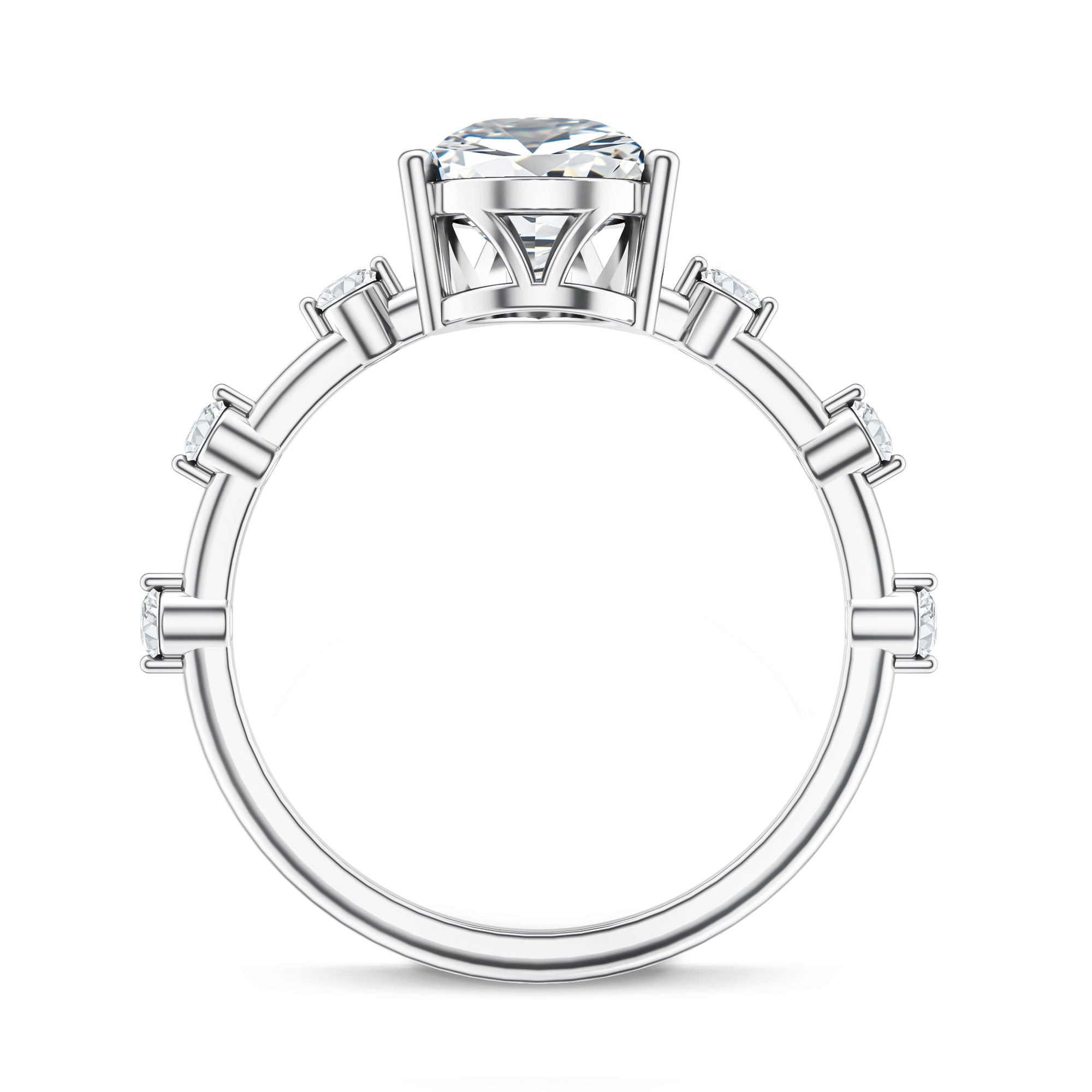 Rosec Jewels-IGI Certified Lab Grown 2 Carat Diamond Teardrop Engagement Ring with Spaced Accent