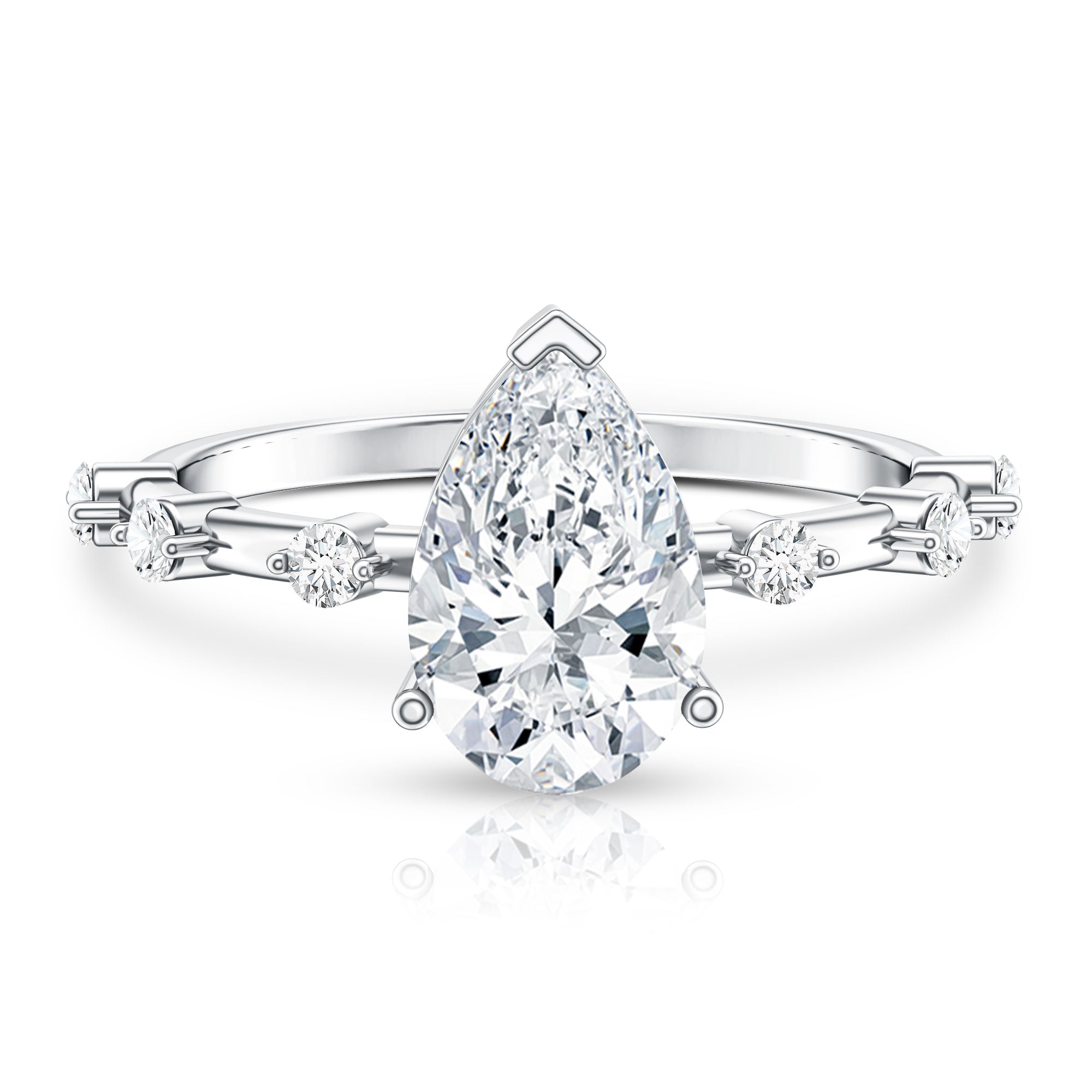 Rosec Jewels-IGI Certified Lab Grown 2 Carat Diamond Teardrop Engagement Ring with Spaced Accent
